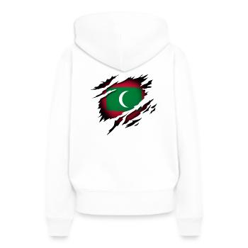 Les Maldives dans l’âme - Sweat à capuche Premium bio Femme - blanc - Dos - Julia (174cm)