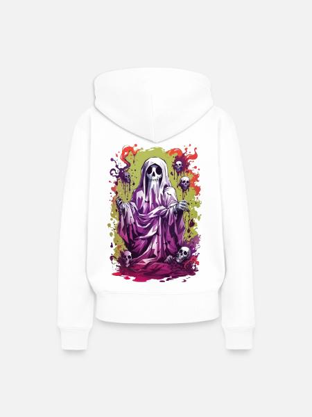 Halloween Geist - Frauen Premium Bio Hoodie - Weiß