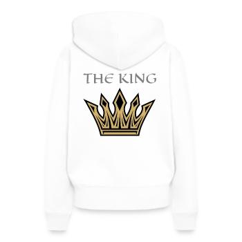 THE KING - Sweat à capuche Premium bio Femme - blanc - Dos - Julia (174cm)