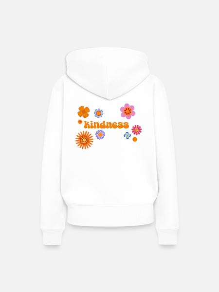 Kindness Retro Flowerpower Design - Frauen Premium Bio Hoodie - Weiß