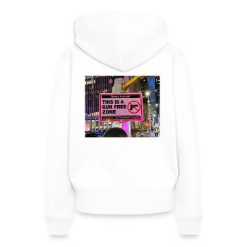 This is a gun free zone - Women’s Premium Organic Hoodie - white - Back - Julia (174cm)