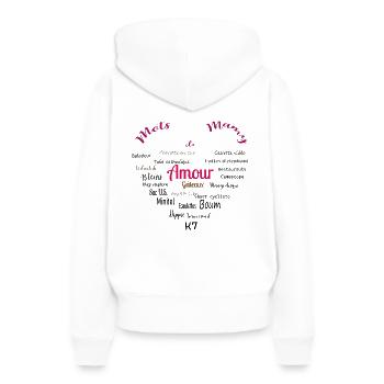 grand-mère en mots en forme de coeur - Sweat à capuche Premium bio Femme - blanc - Dos - Julia (174cm)