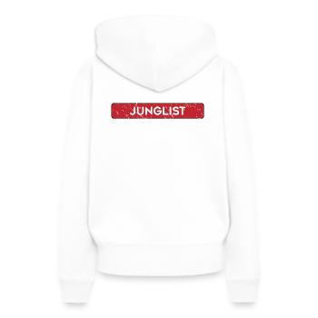 Junglist Original DNB Drum and Bass - Women’s Premium Organic Hoodie - white - Back - Julia (174cm)
