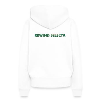 Junglist | Rewind Selecta | Drum n Bass DNB - Sweat à capuche Premium bio Femme - blanc - Dos - Julia (174cm)