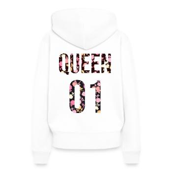 Queen King Queen Couple Outfit Motif Floral - Sweat à capuche Premium bio Femme - blanc - Dos - Julia (174cm)
