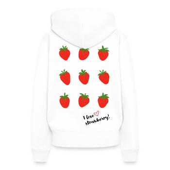 Fraises - Sweat à capuche Premium bio Femme - blanc - Dos - Julia (174cm)