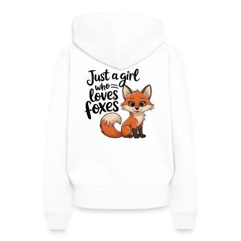 Fuchsverliebt – Frech, süß & schlau! - Frauen Premium Bio Hoodie - Weiß - Hinten - Julia (174cm)