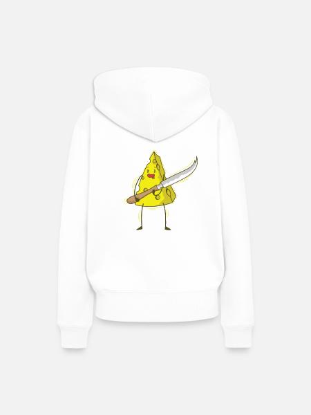 Stück Käse mit Käsemesser - Frauen Premium Bio Hoodie - Weiß