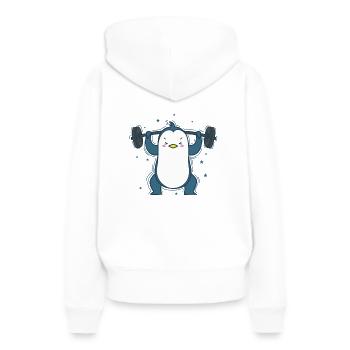 Pingouin à Weightlifting Fitness Antarctica - Sweat à capuche Premium bio Femme - blanc - Dos - Julia (174cm)