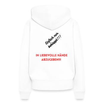 Bekloppt - Frauen Premium Bio Hoodie - Weiß - Hinten - Julia (174cm)