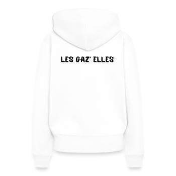Die Gaz'elles - Frauen Premium Bio Hoodie - Weiß - Hinten - Julia (174cm)