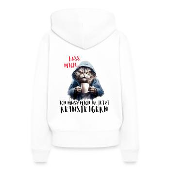 Lass mich... - Frauen Premium Bio Hoodie - Weiß - Hinten - Julia (174cm)