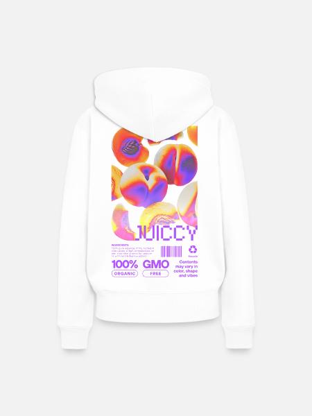 Juicy Peach Statement - Frauen Premium Bio Hoodie - Weiß
