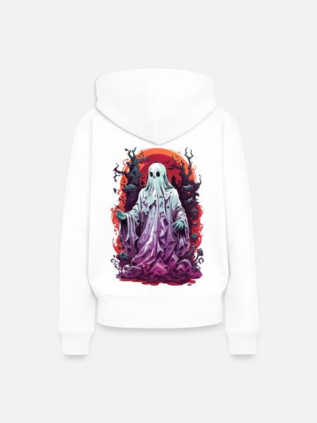 Halloween Geist - Frauen Premium Bio Hoodie - Weiß