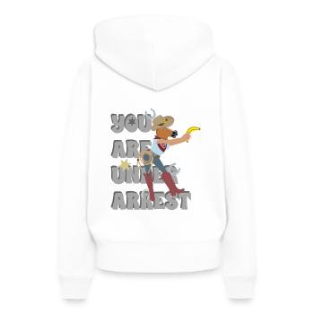 Sheriff Cheval - Sweat à capuche Premium bio Femme - blanc - Dos - Julia (174cm)