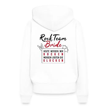 Rockteam Bride rocken Glocken JGA - Frauen Premium Bio Hoodie - Weiß - Hinten - Julia (174cm)