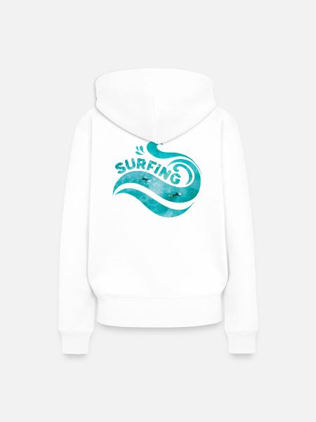 Surfing - Frauen Premium Bio Hoodie - Weiß