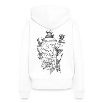 hand spray ZERO bw - Sweat à capuche Premium bio Femme - blanc - Dos - Julia (174cm)