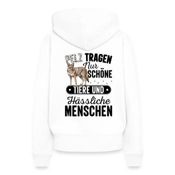 Pelz tragen nur schöne Tiere - Frauen Premium Bio Hoodie - Weiß - Hinten - Julia (174cm)