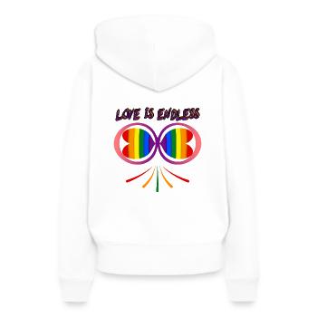 Liebe ist endlos - Frauen Premium Bio Hoodie - Weiß - Hinten - Julia (174cm)