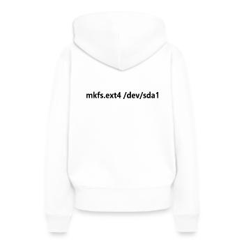 Linux Admin Format de disque dur Linux - Sweat à capuche Premium bio Femme - blanc - Dos - Julia (174cm)