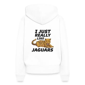 J’aime les jaguars juste vraiment les amoureux du jaguar - Sweat à capuche Premium bio Femme - blanc - Dos - Julia (174cm)