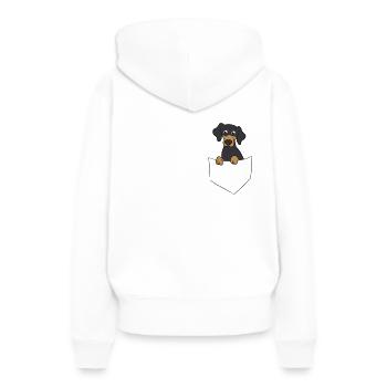 Süßer Dachshund In Tasche - Frauen Premium Bio Hoodie - Weiß - Hinten - Julia (174cm)