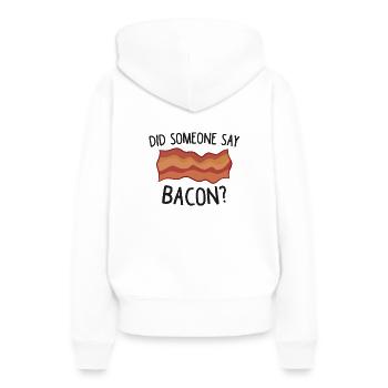 Lustiger Speck hat jemand Speck gesagt - Frauen Premium Bio Hoodie - Weiß - Hinten - Julia (174cm)