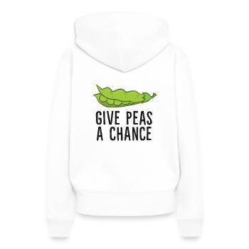 Donnez aux pois une chance Pois végétariens végétaliens - Sweat à capuche Premium bio Femme - blanc - Dos - Julia (174cm)
