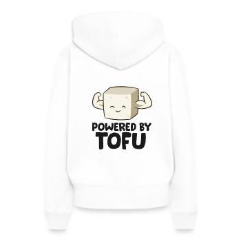 Powered By Tofu Vegan Vegetarian Love Tofu - Sweat à capuche Premium bio Femme - blanc - Dos - Julia (174cm)