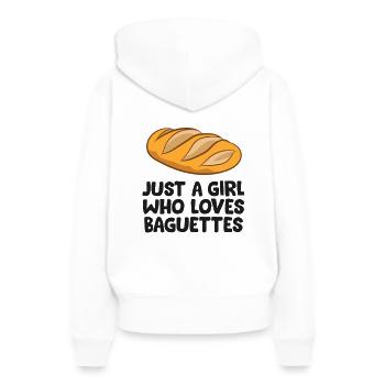 Baguette Girl Juste une fille qui aime les baguettes - Sweat à capuche Premium bio Femme - blanc - Dos - Julia (174cm)