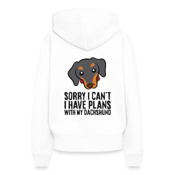 Ich kann leider nicht, ich habe Pläne mit meinem - Frauen Premium Bio Hoodie - Weiß - Hinten - Julia (174cm)
