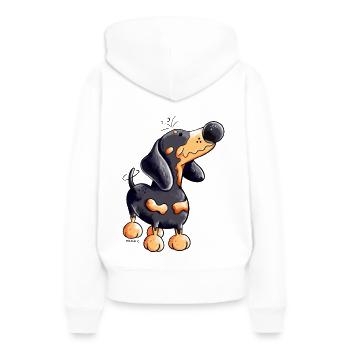 Lustiger Dackel - Frauen Premium Bio Hoodie - Weiß - Hinten - Julia (174cm)