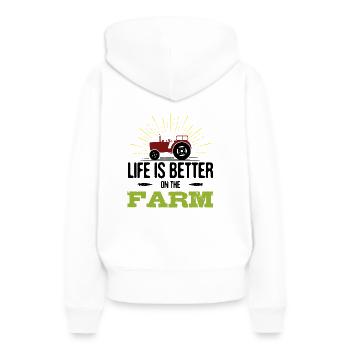 Das Leben auf dem Bauernhof ist besser - Frauen Premium Bio Hoodie - Weiß - Hinten - Julia (174cm)