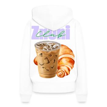 Znüni Club Café Glacé - Sweat à capuche Premium bio Femme - blanc - Dos - Julia (174cm)