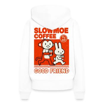 Dessin animé Slowmoe Coffee Friends - Sweat à capuche Premium bio Femme - blanc - Dos - Julia (174cm)