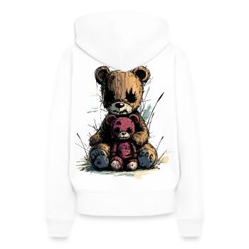 Teddy bear horror - plush toy - Women’s Premium Organic Hoodie - white - Back - Julia (174cm)