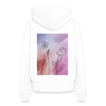 Blumenskizze auf Farbverlauf - Frauen Premium Bio Hoodie - Weiß - Hinten - Julia (174cm)