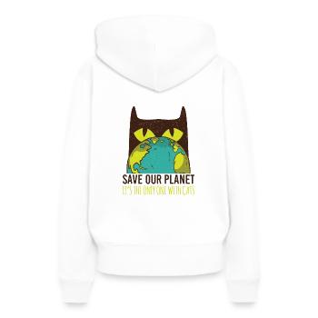 save the planet - Frauen Premium Bio Hoodie - Weiß - Hinten - Julia (174cm)