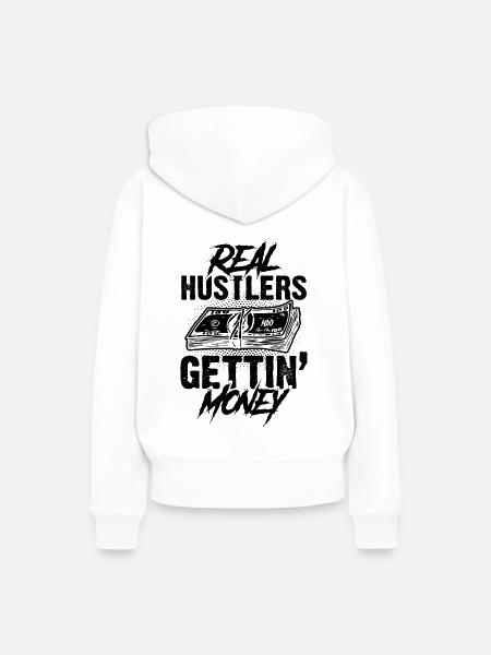 Hustle Machen Geld - Frauen Premium Bio Hoodie - Weiß