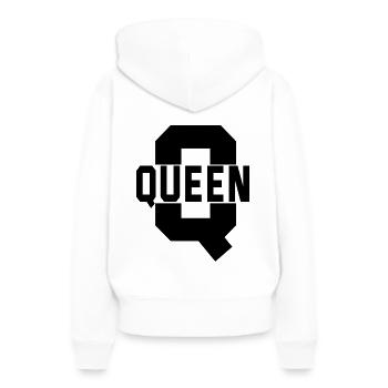 King Queen, King Queen Hoodies, Couple Hoodies - Sweat à capuche Premium bio Femme - blanc - Dos - Julia (174cm)