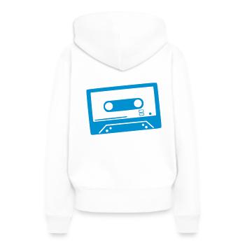 Kassette - Tape - Frauen Premium Bio Hoodie - Weiß - Hinten - Julia (174cm)