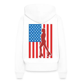 Rollschuhlaufen USA Flagge - Frauen Premium Bio Hoodie - Weiß - Hinten - Julia (174cm)
