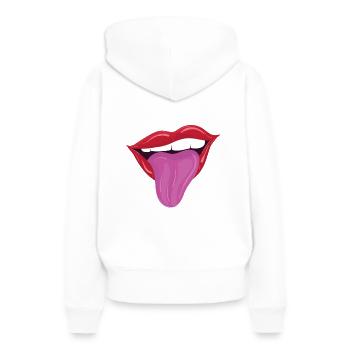 Naughty Lips with Tongue - Frauen Premium Bio Hoodie - Weiß - Hinten - Julia (174cm)