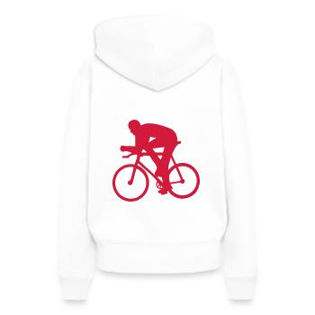 Radrennen - Frauen Premium Bio Hoodie - Weiß - Hinten - Julia (174cm)