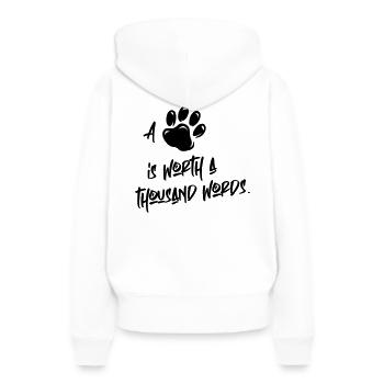 A 🐾 vaut mille mots. - Sweat à capuche Premium bio Femme - blanc - Dos - Julia (174cm)