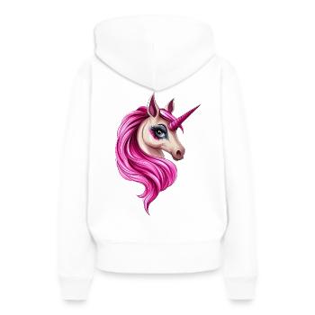 beauty styled pink Einhorn :) - Frauen Premium Bio Hoodie - Weiß - Hinten - Julia (174cm)