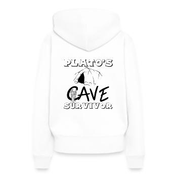 plato's cave survivor - Frauen Premium Bio Hoodie - Weiß - Hinten - Julia (174cm)