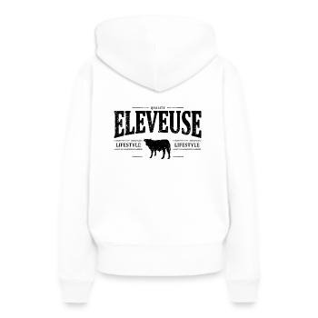 Eleveuse - Sweat à capuche Premium bio Femme - blanc - Dos - Julia (174cm)