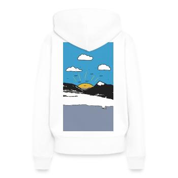 Sonnenaufgang über Bergen - Frauen Premium Bio Hoodie - Weiß - Hinten - Julia (174cm)